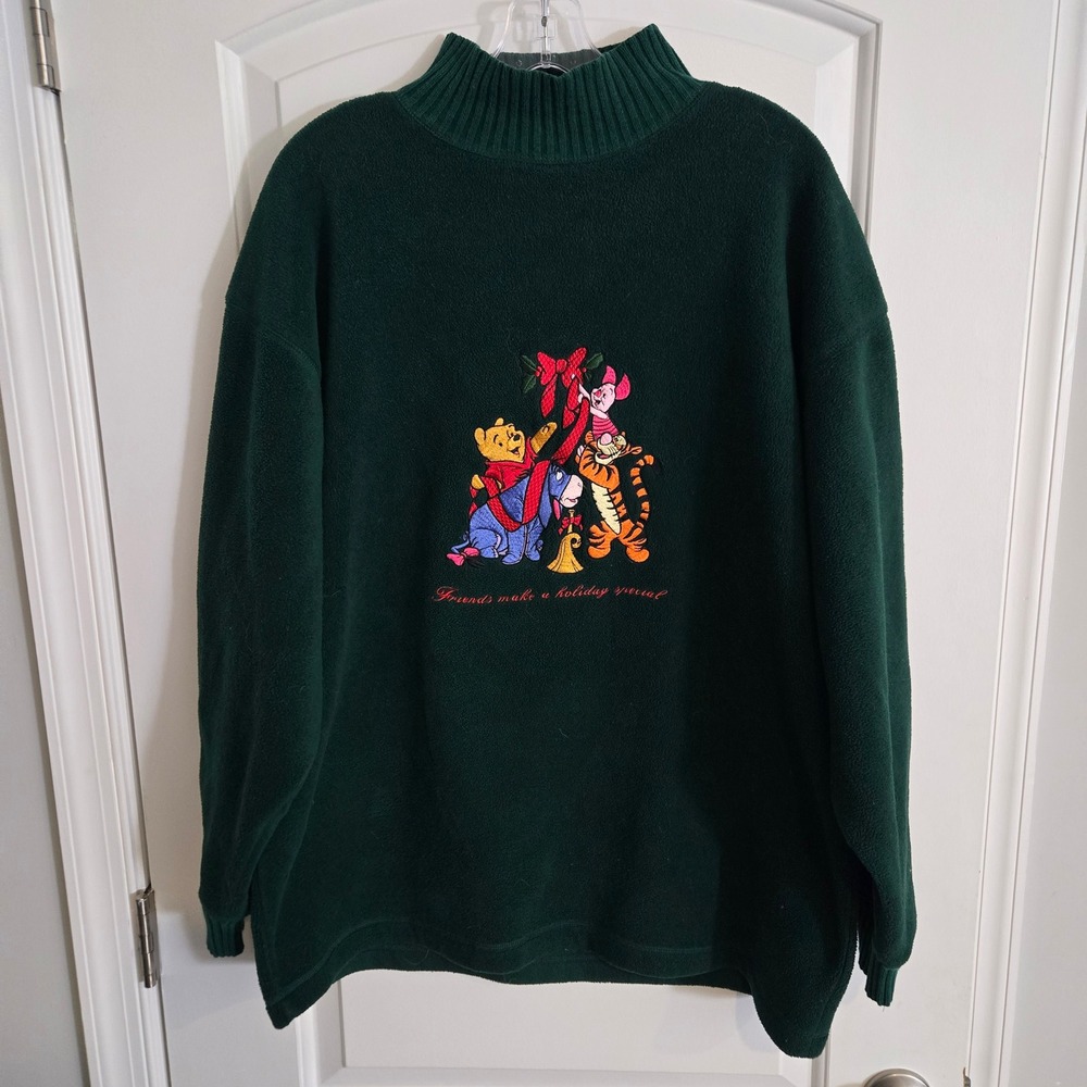 Vintage Disney Store Winnie the Pooh‎ Christmas Fleece Women X-Large Sweater